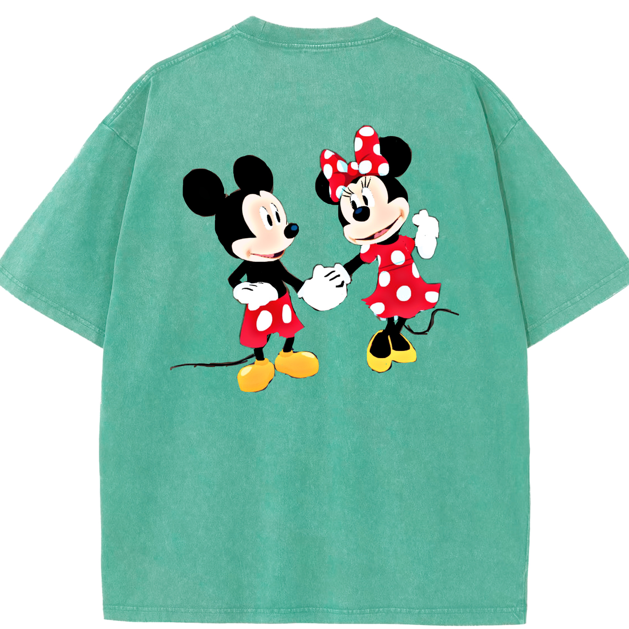 （画像用） ミッキーマウス Mickey Mouse 綿100% ヴィンテージ風 半袖Tシャツ（背面プリント）